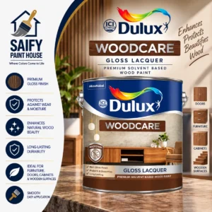 ICI Dulux Woodcare Gloss Lacquer clear wood finish — available at Saify Paint House Karachi