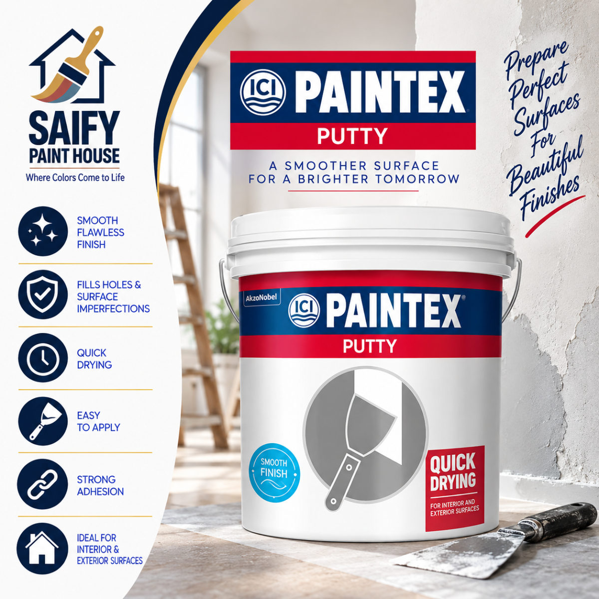 ICI Paintex Putty general purpose wall filler — available at Saify Paint House Karachi