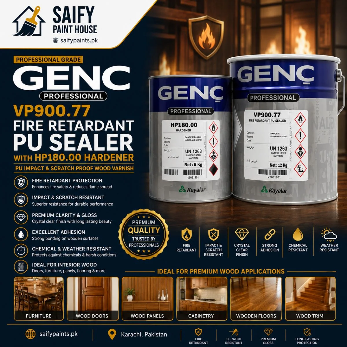 Genc VP900.77 Fire Retardant PU Sealer Fire Retardant Sealer — available at Saify Paint House Karachi