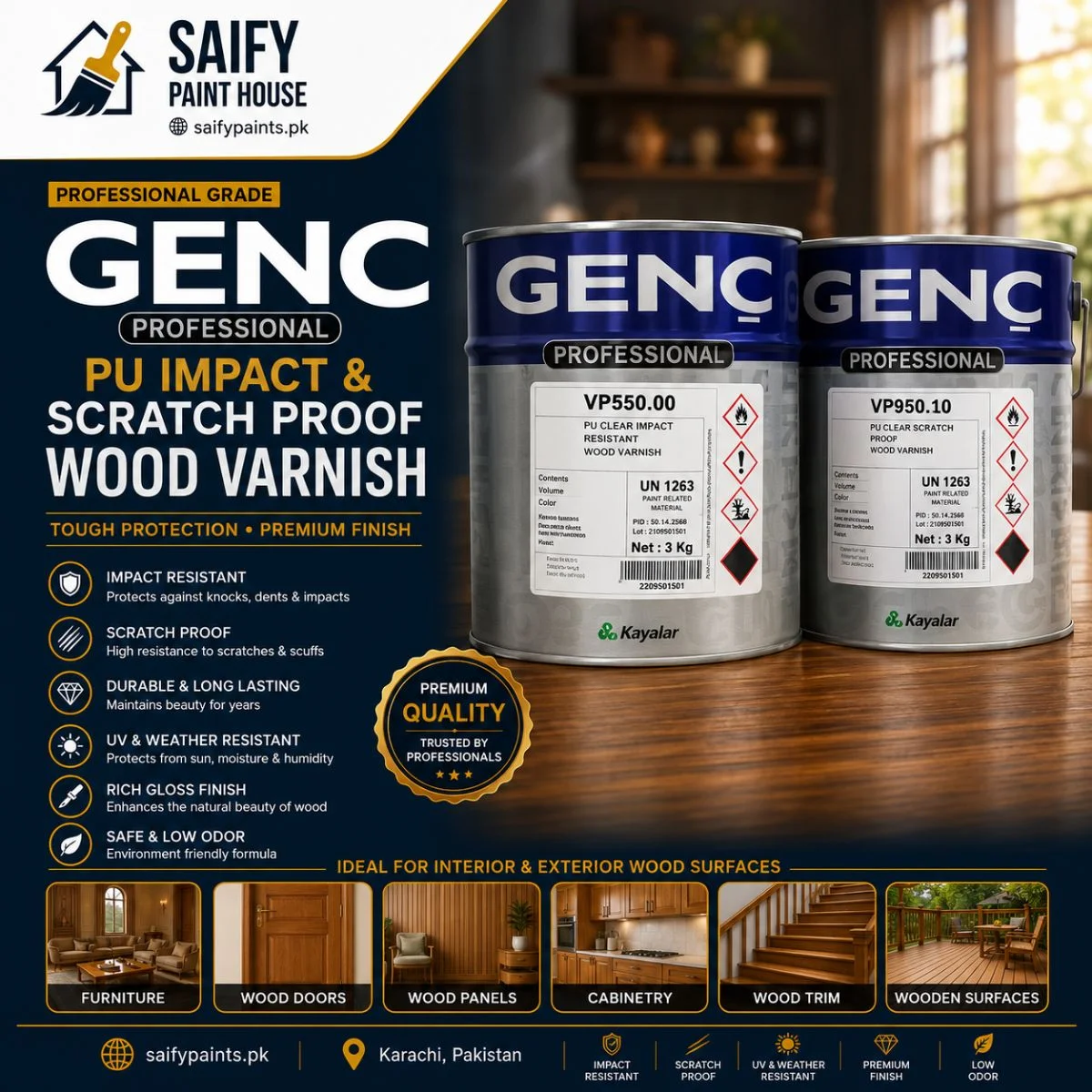 Genc PU Impact Scratch Proof — available at Saify Paint House Karachi