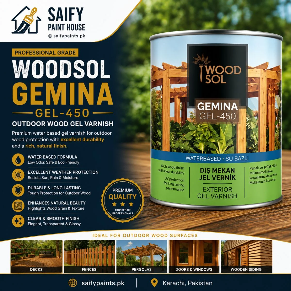 Genc Woodsol Gemina — available at Saify Paint House Karachi