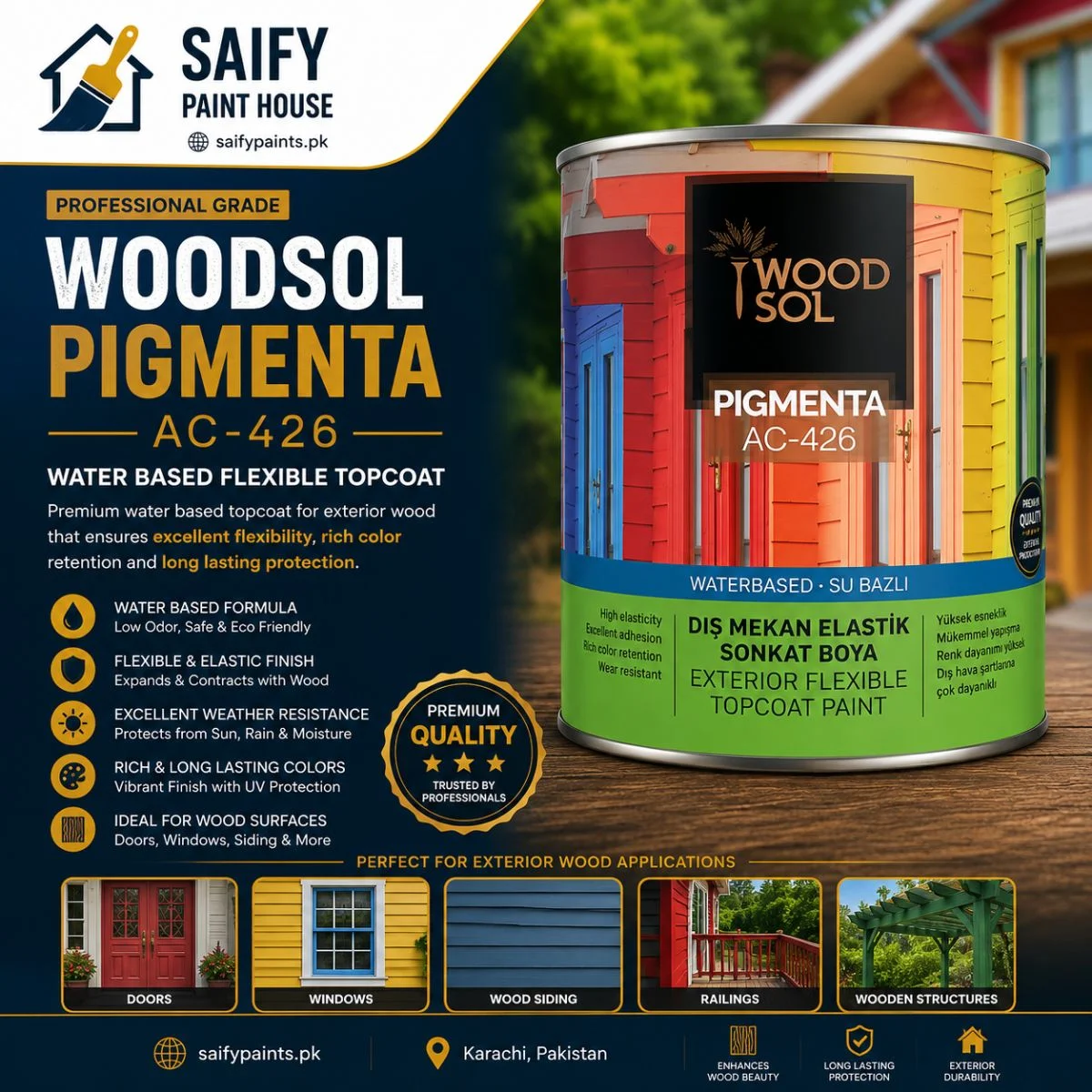 Genc Woodsol Pigmenta — available at Saify Paint House Karachi