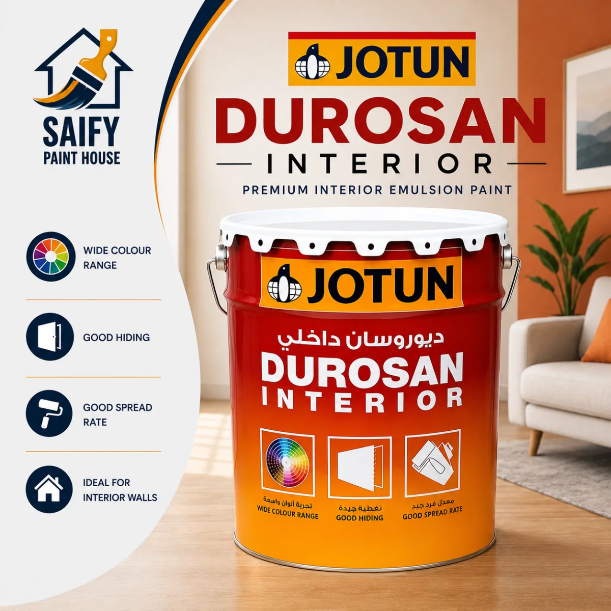 Jotun Durosan 02 washable interior emulsion — available at Saify Paint House Karachi