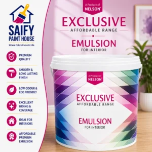 Nelson Exclusive Emulsion budget interior wall paint — available at Saify Paint House Karachi