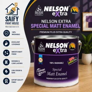 Nelson Extra Matt Finish Enamel premium matte enamel — available at Saify Paint House Karachi