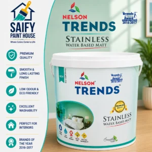 Nelson Trends Water Based Matt stain-resistant interior paint — available at Saify Paint House Karachi