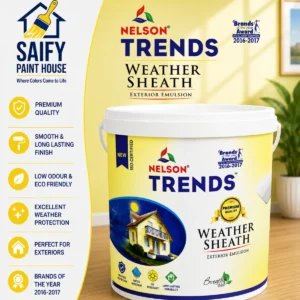Nelson Trends Weather Sheath acrylic exterior paint — available at Saify Paint House Karachi