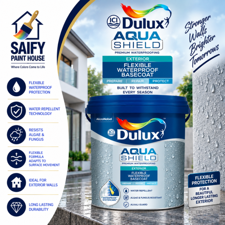 ICI Dulux Aquashield Flexible Waterproof Basecoat for exterior walls — available at Saify Paint House Karachi
