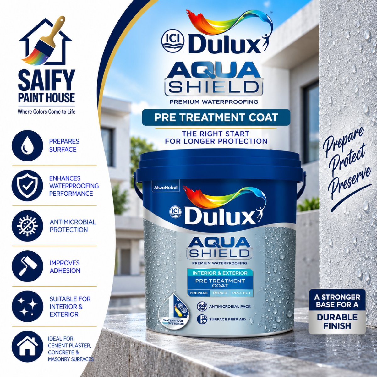 ICI Dulux Aquashield Pre Treatment Coat waterproofing primer — available at Saify Paint House Karachi