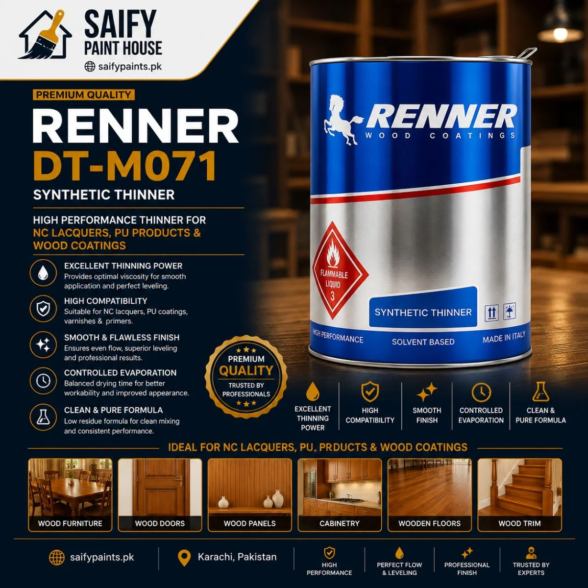 Renner DT-M071 Stain Base — available at Saify Paint House Karachi