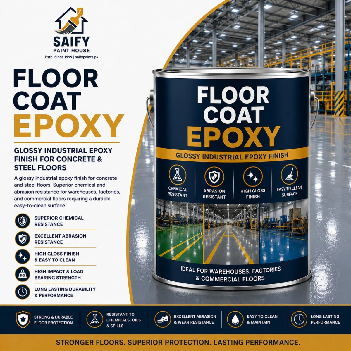 Floor Coat Epoxy industrial floor coating — Saify Paint House Karachi
