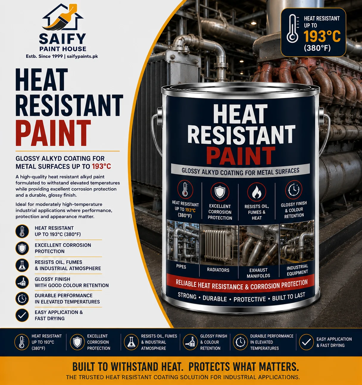 Heat Resistant Paint for metal surfaces up to 193°C — Saify Paint House Karachi