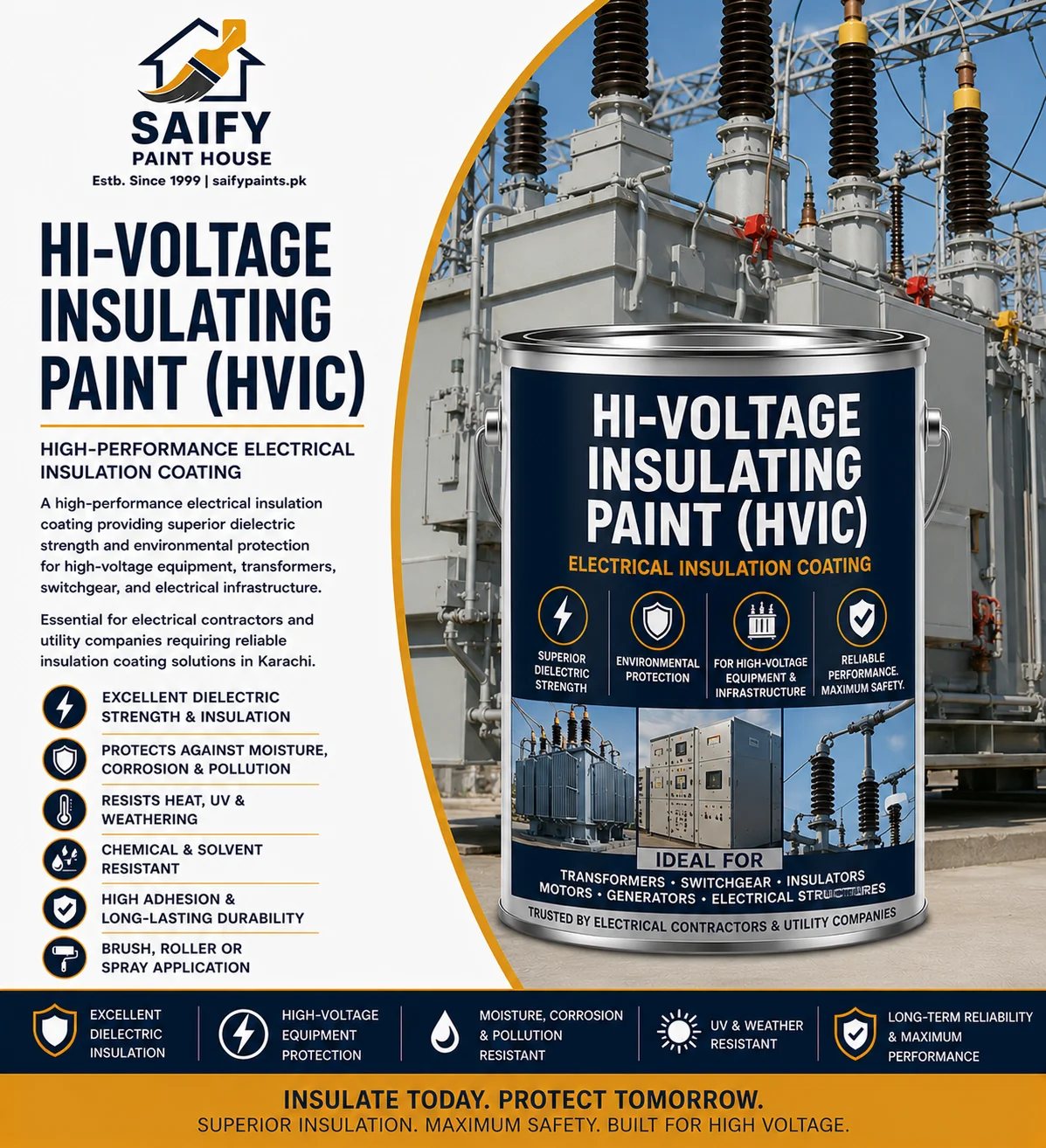Hi-Voltage Insulating Paint HVIC electrical insulation — Saify Paint House Karachi
