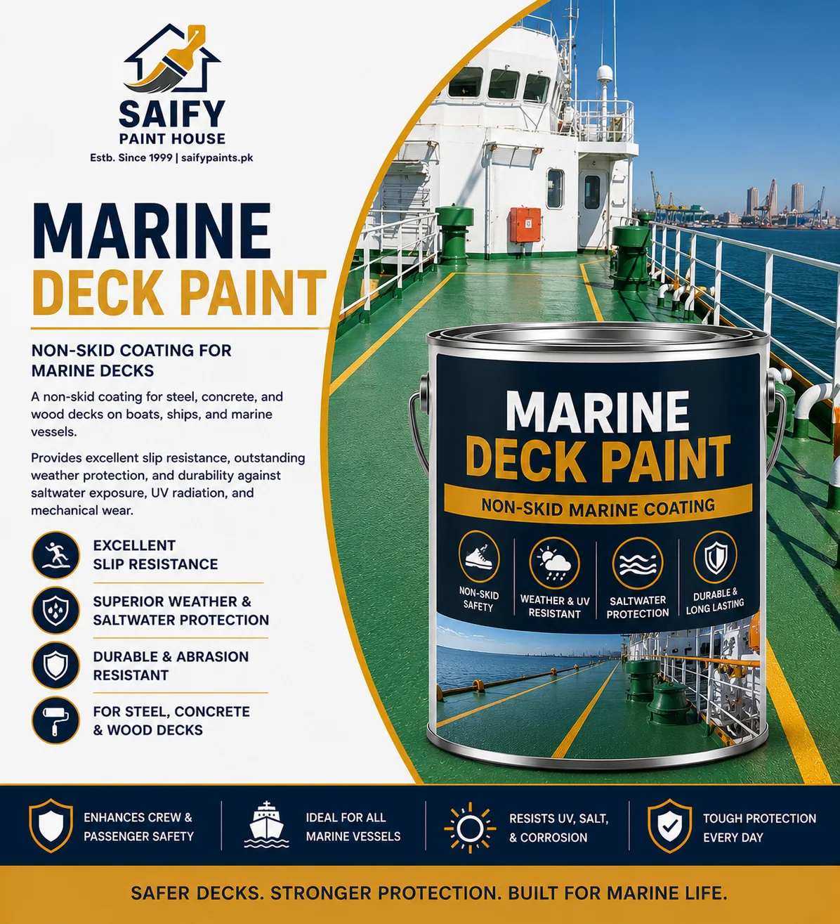 Marine Deck Paint non-skid coating for boats — Saify Paint House Karachi
