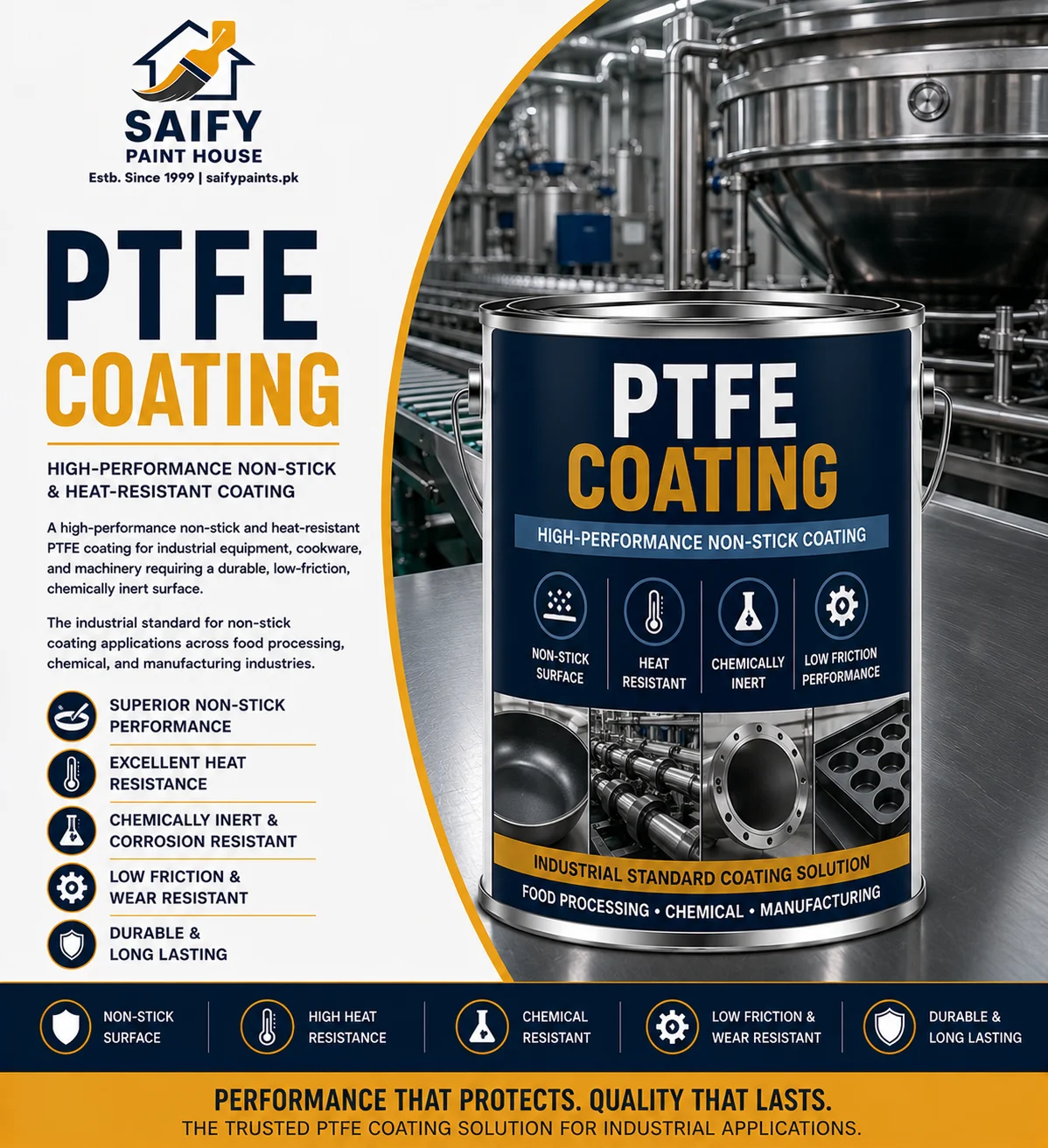 PTFE Coating non-stick industrial coating — Saify Paint House Karachi