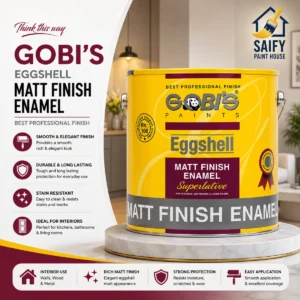 Gobi's Matt Finish Enamel non-reflective paint for wood and metal — available at Saify Paint House Karachi