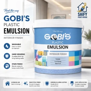 Gobi's Plastic Emulsion washable acrylic interior emulsion — available at Saify Paint House Karachi