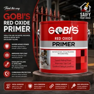 Gobi's Red Oxide Primer rust-inhibiting metal primer — available at Saify Paint House Karachi