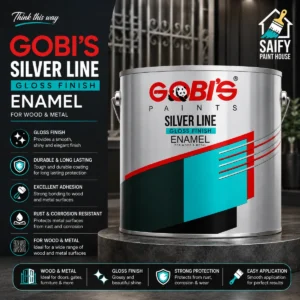 Gobi's Silverline Gloss Finish Enamel for wood and metal — available at Saify Paint House Karachi