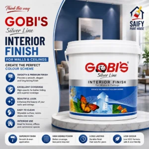 Gobi's Silverline Interior Emulsion matt wall finish — available at Saify Paint House Karachi
