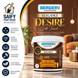Berger Elegance Desire Silk Touch silk interior emulsion — available at Saify Paint House Karachi