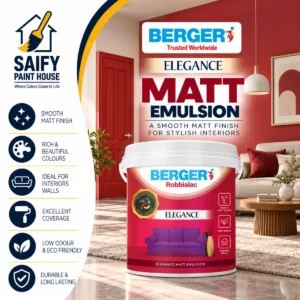 Berger Elegance Matt Emulsion acrylic matt interior paint — available at Saify Paint House Karachi