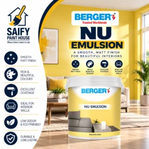 Berger NU Emulsion interior distemper — available at Saify Paint House Karachi