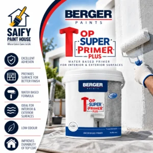 Berger Top Super Primer Plus interior primer for porous walls — available at Saify Paint House Karachi