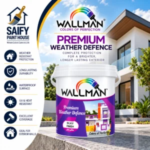 Wallman Weather Defense durable exterior paint — available at Saify Paint House Karachi