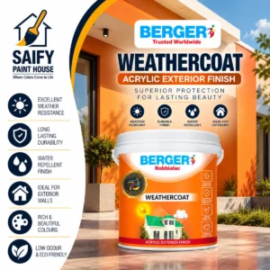 Berger Weathercoat Acrylic Exterior Finish exterior paint — available at Saify Paint House Karachi