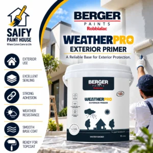 Berger WeatherPro Exterior Primer water-based acrylic exterior primer — available at Saify Paint House Karachi