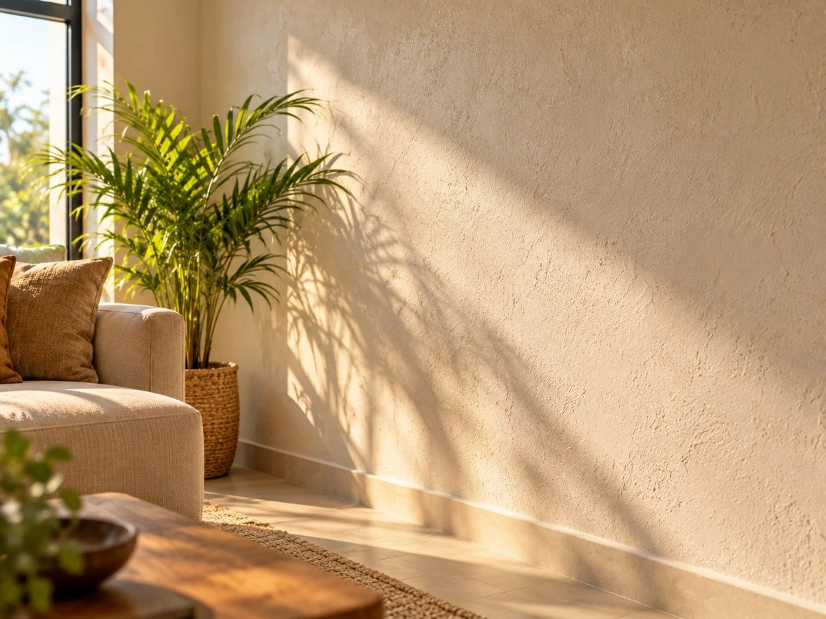 Decorative textured wall finish in Karachi living room, Saify Paint House