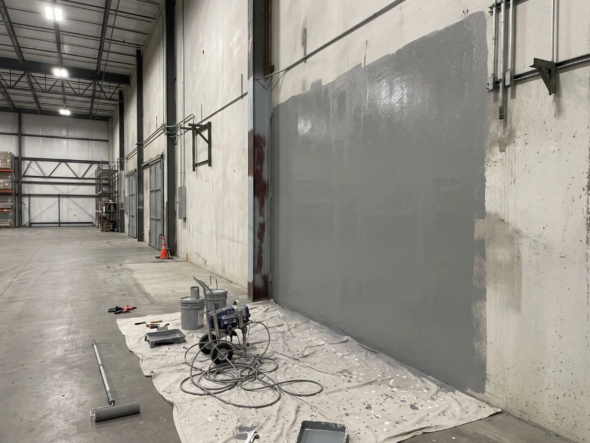 Industrial protective coating on warehouse wall, Saify Paint House Karachi